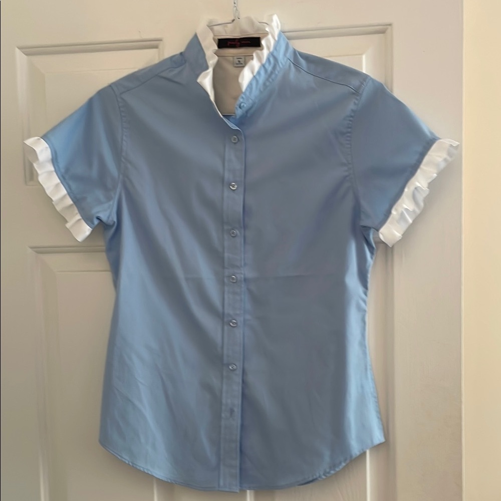 Light blue button front shirt